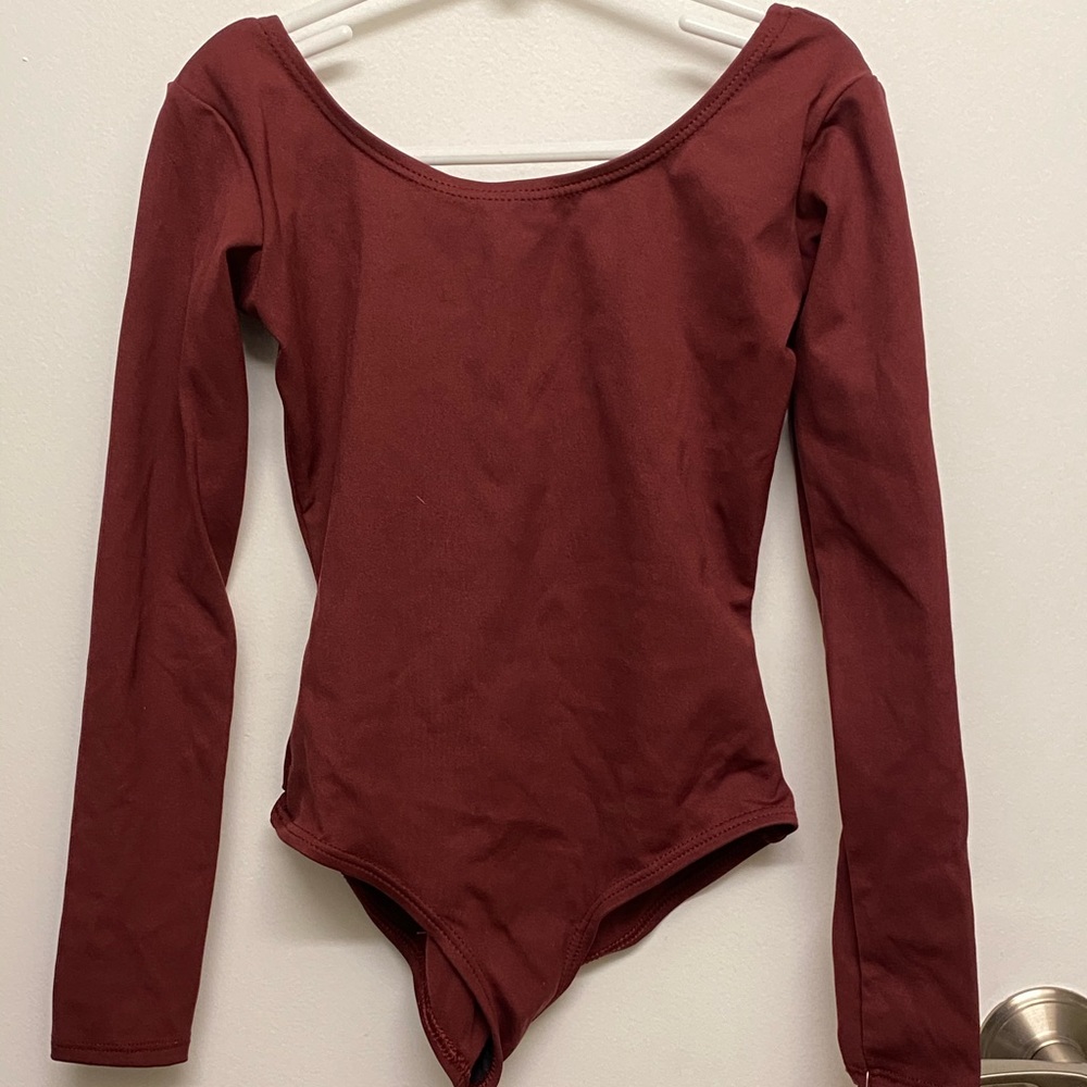 Kids Burgundy long sleeve Ballet leotard